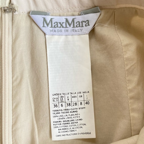 MaxMara Skirt Women’s 6 100% Linen Skirt Cream - Picture 3 of 8